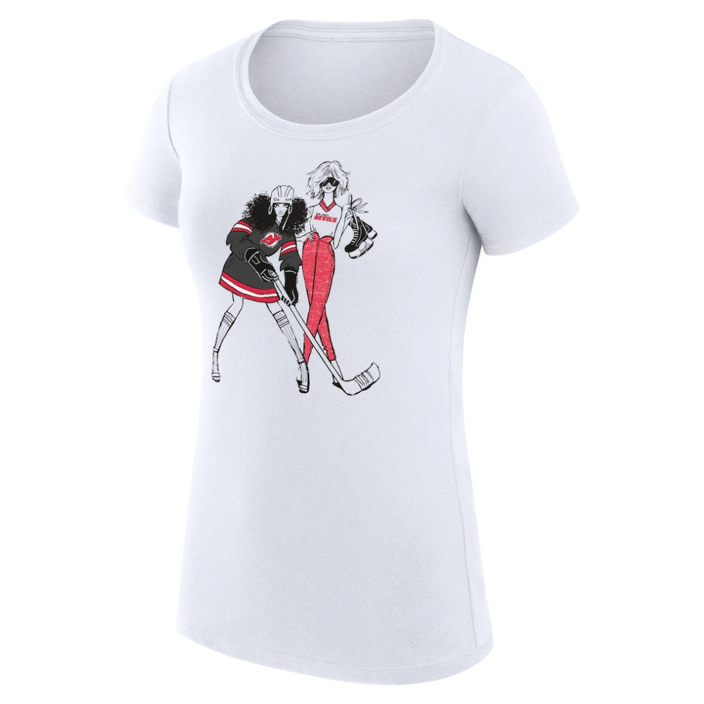 New Jersey Devils G-III 4Her by Carl Banks Women's Super-Slim Fit Lightweight Hockey Girls T-Shirt White