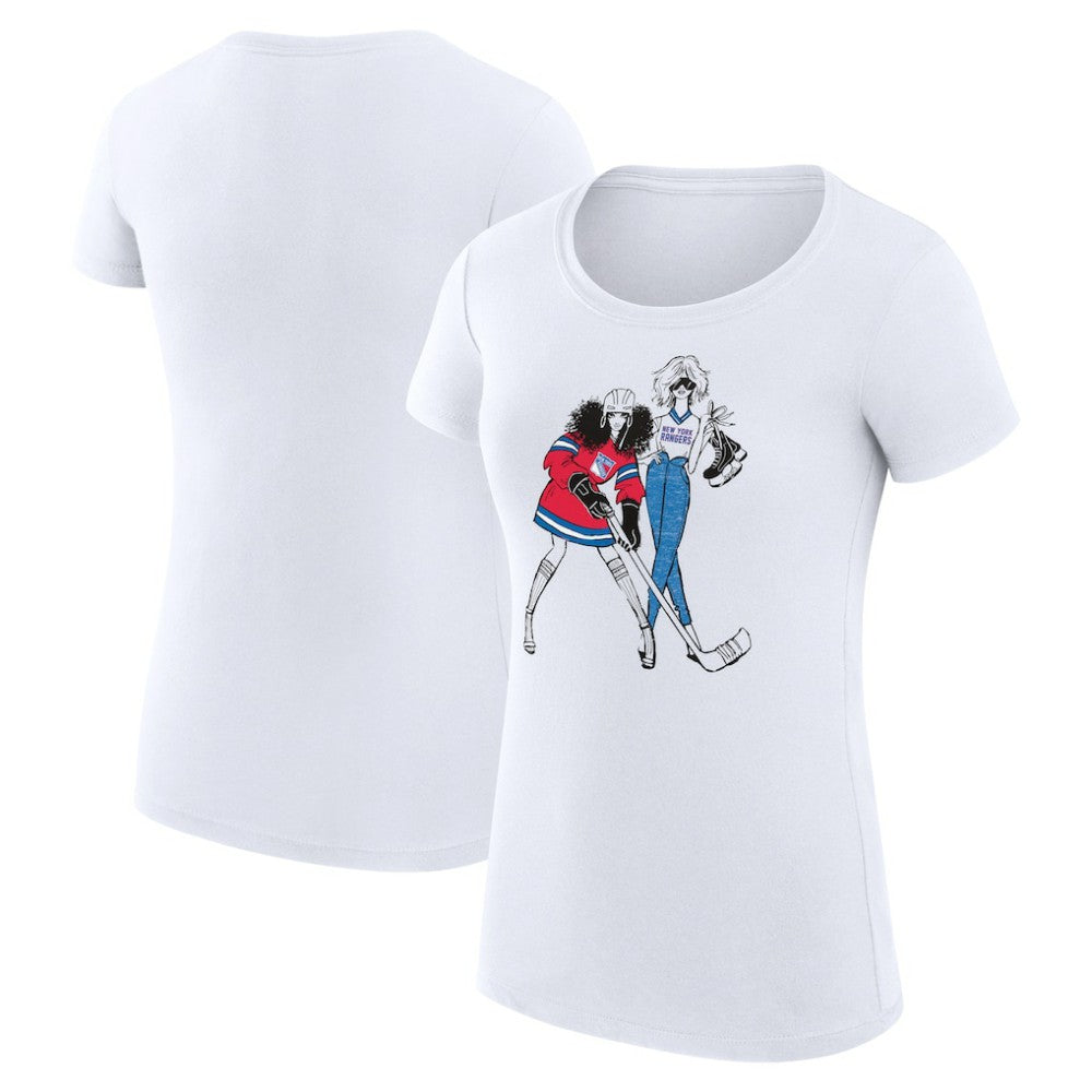 New York Rangers G-III 4Her by Carl Banks Women's Super-Slim Fit Lightweight Hockey Girls T-Shirt White