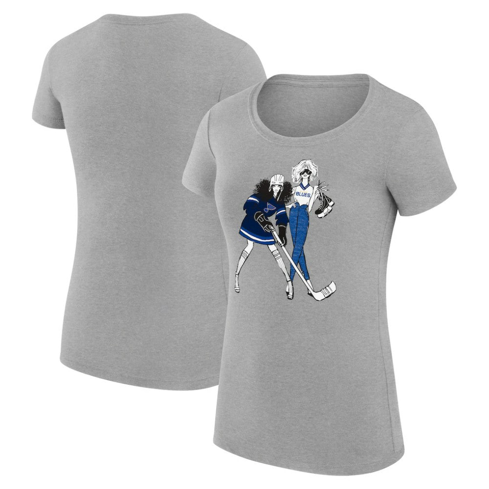St. Louis Blues G-III 4Her by Carl Banks Women's Super-Slim Fit Lightweight Hockey Girls T-Shirt Heather Gray