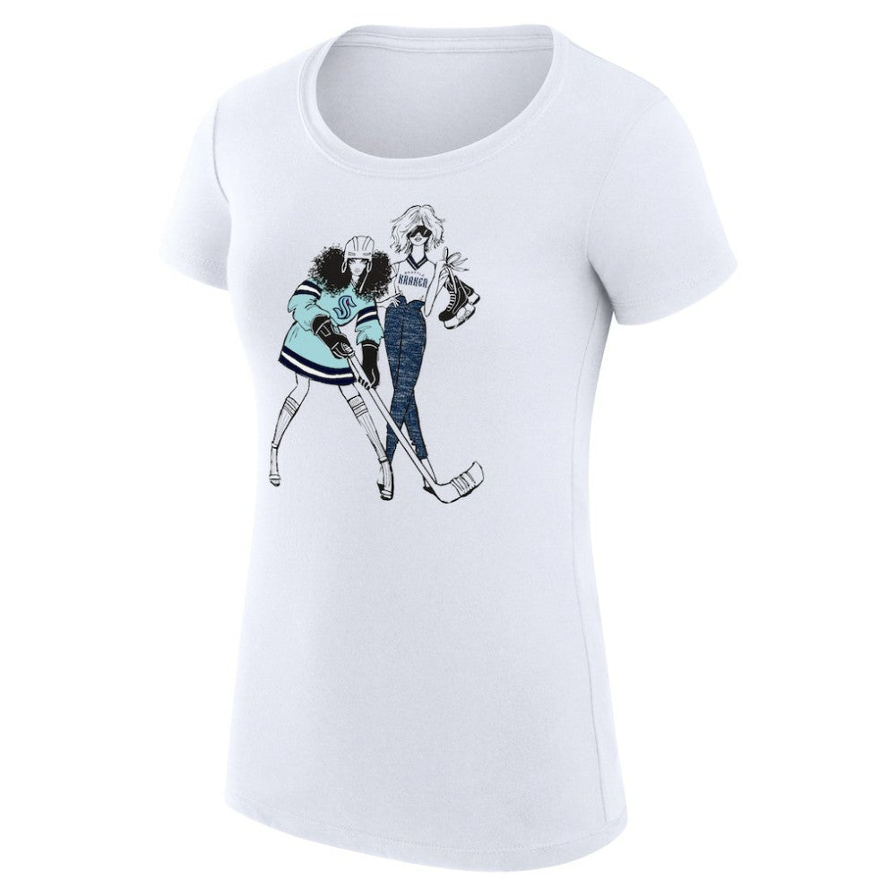 Seattle Kraken G-III 4Her by Carl Banks Women's Super-Slim Fit Lightweight Hockey Girls T-Shirt White