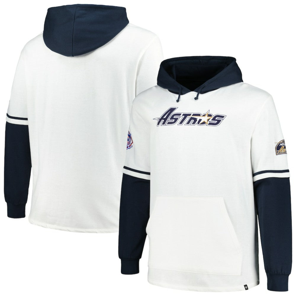 Houston Astros Big & Tall Trifecta Shortstop Pullover Hoodie - White/Navy | 47 brand