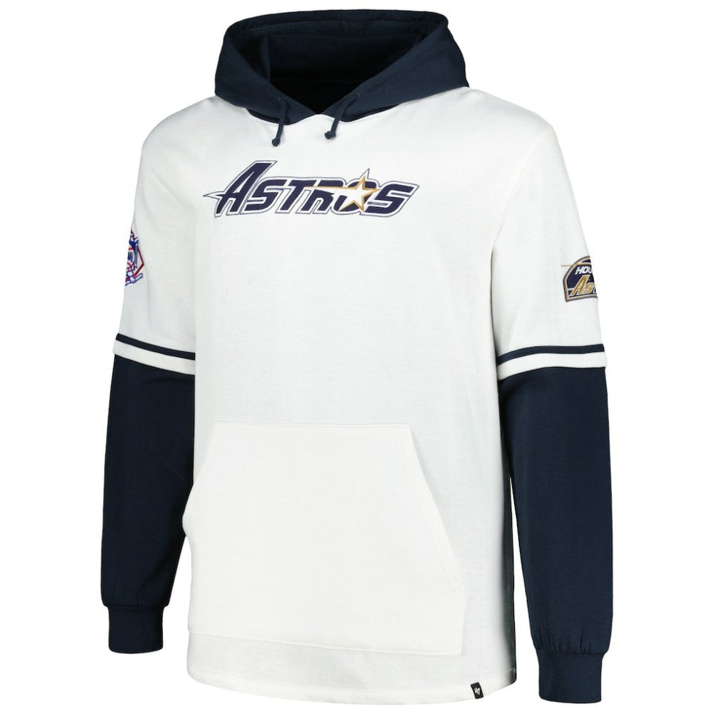 Houston Astros Big & Tall Trifecta Shortstop Pullover Hoodie - White/Navy | 47 brand