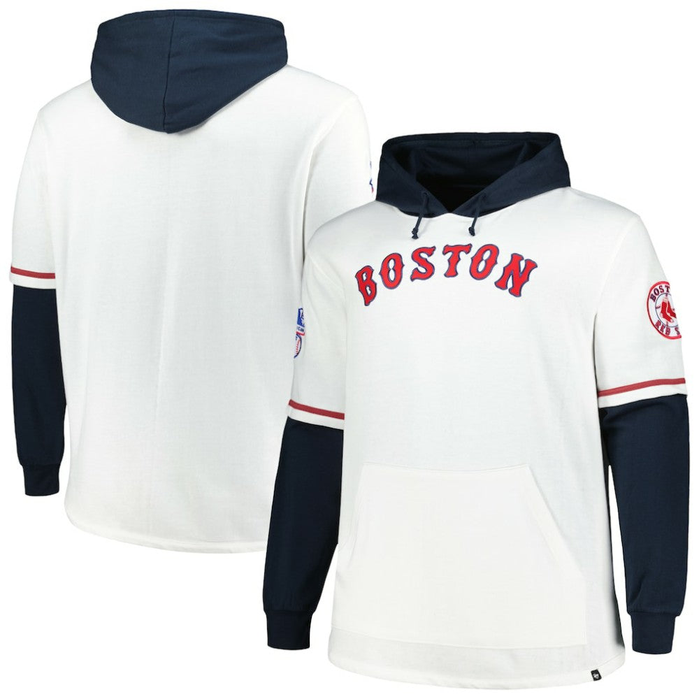 Boston Red Sox Big & Tall Trifecta Shortstop Pullover Hoodie - White/Navy | 47 brand