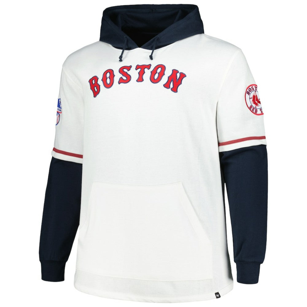 Boston Red Sox Big & Tall Trifecta Shortstop Pullover Hoodie - White/Navy | 47 brand