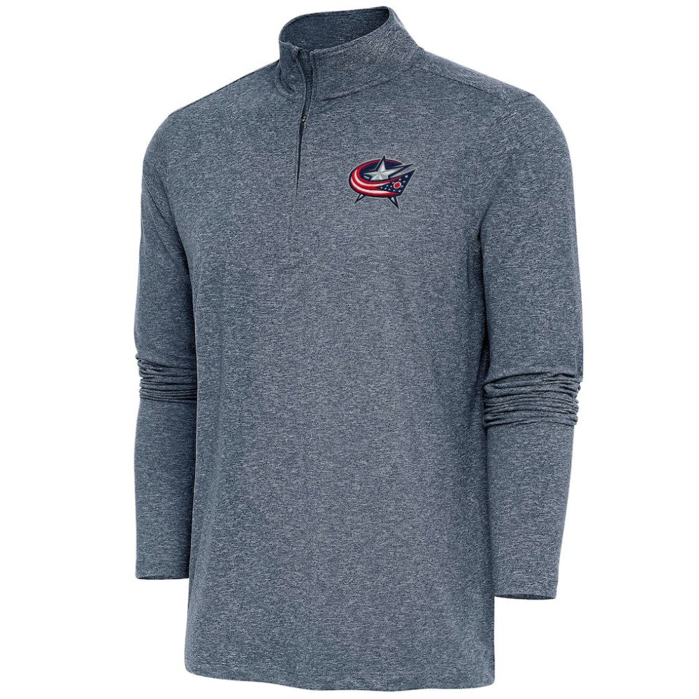 Columbus Blue Jackets Antigua Hunk Quarter-Zip Pullover Top Heather Navy