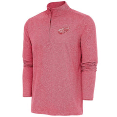 Detroit Red Wings Antigua Hunk Quarter-Zip Pullover Top Heather Red