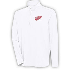 Detroit Red Wings Antigua Hunk Quarter-Zip Pullover Top White