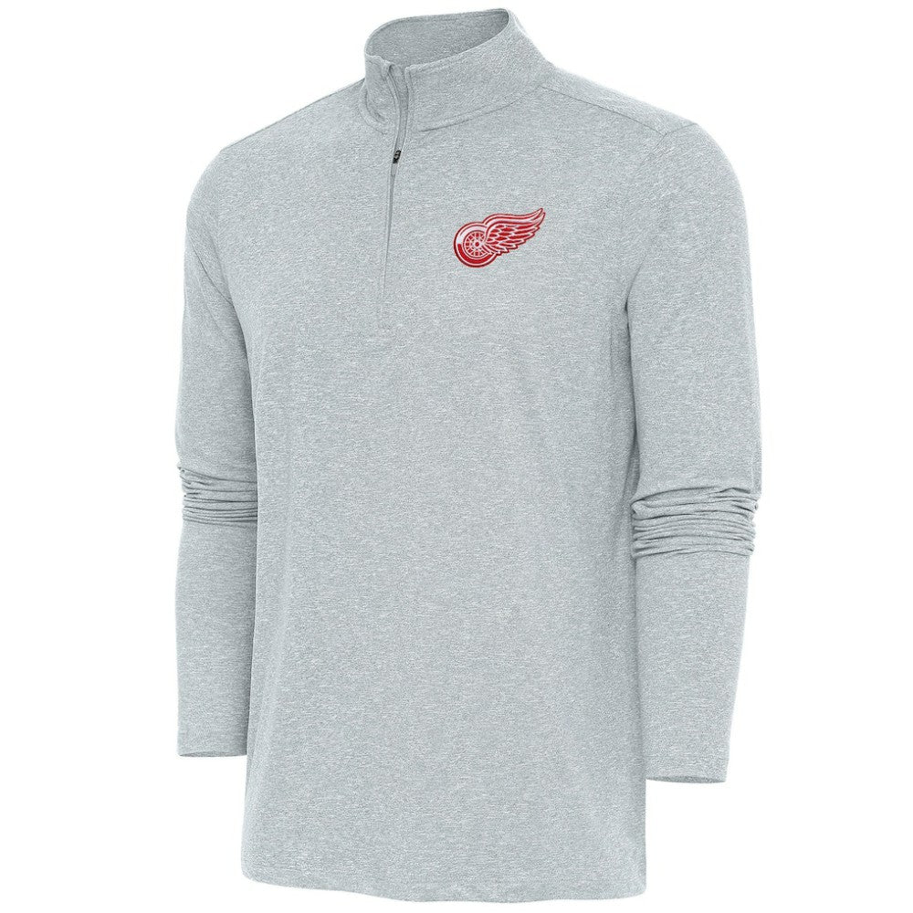 Detroit Red Wings Antigua Hunk Quarter-Zip Pullover Top Heather Gray