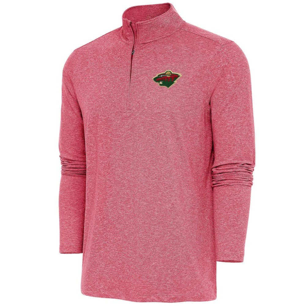 Minnesota Wild Antigua Hunk Quarter-Zip Pullover Top Heather Red