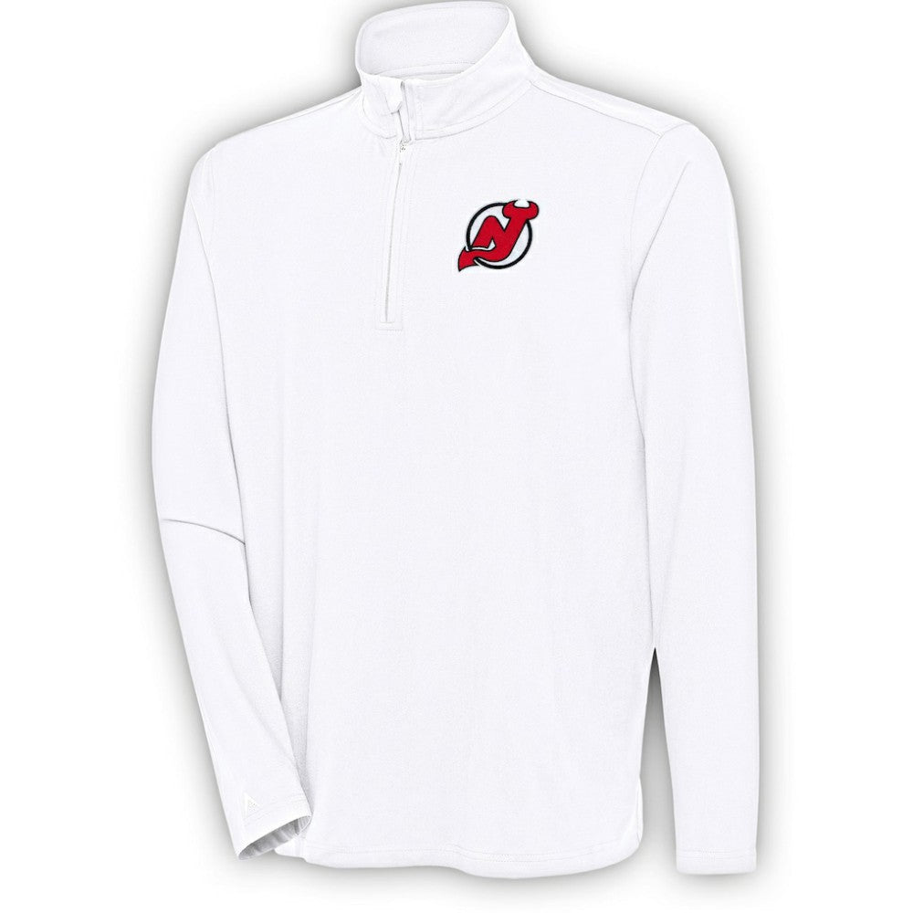 New Jersey Devils Antigua Hunk Quarter-Zip Pullover Top White