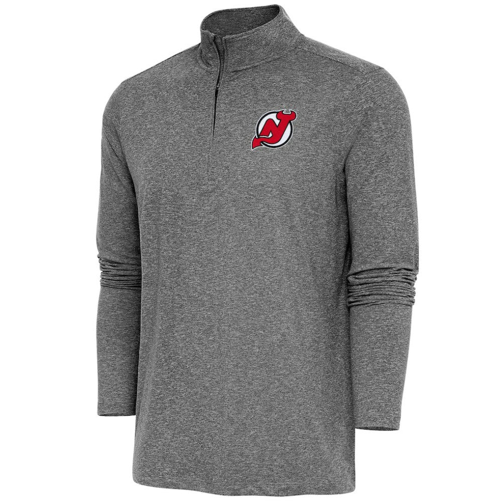 New Jersey Devils Antigua Hunk Quarter-Zip Pullover Top Heather Black