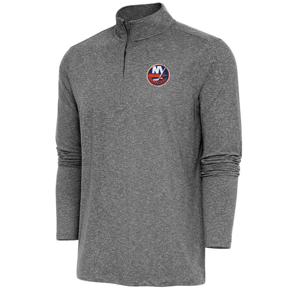 New York Islanders Antigua Hunk Quarter-Zip Pullover Top Heather Black