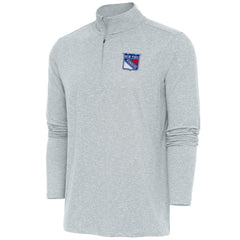 New York Rangers Antigua Hunk Quarter-Zip Pullover Top Heather Gray