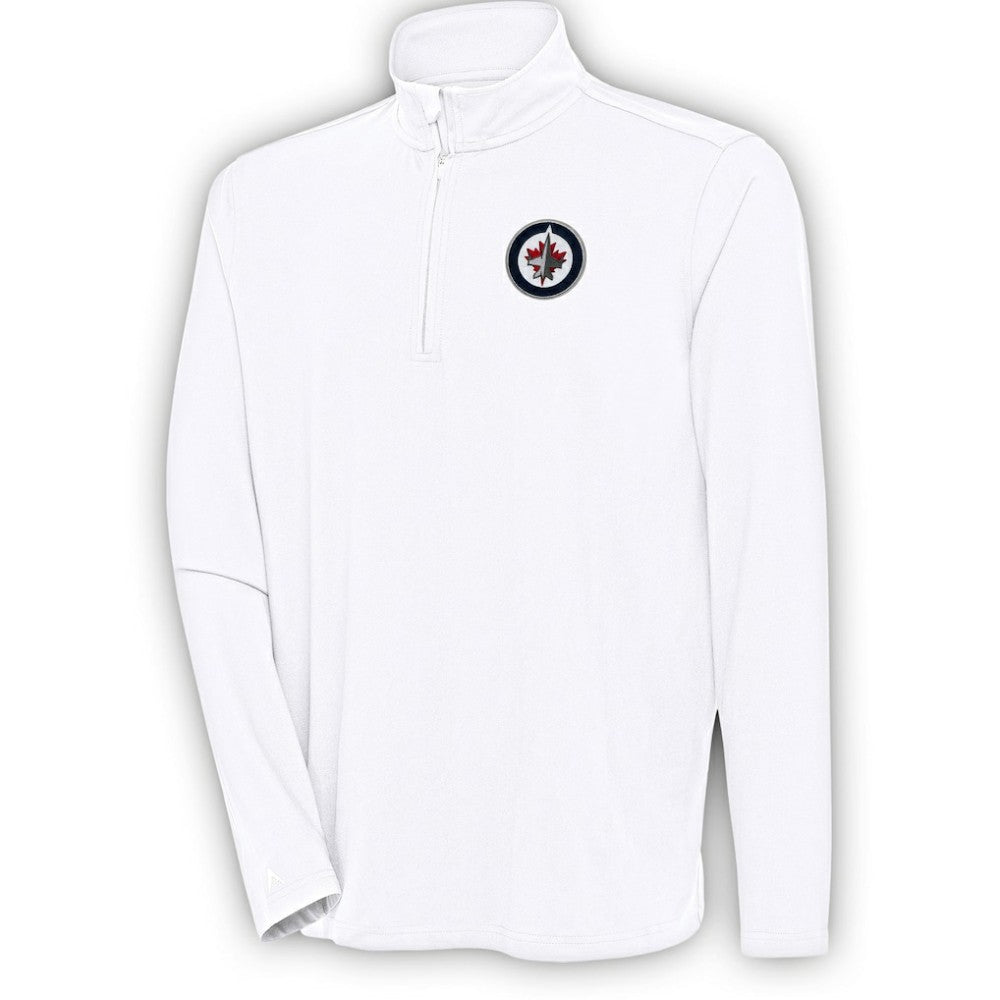 Winnipeg Jets Antigua Hunk Quarter-Zip Pullover Top White