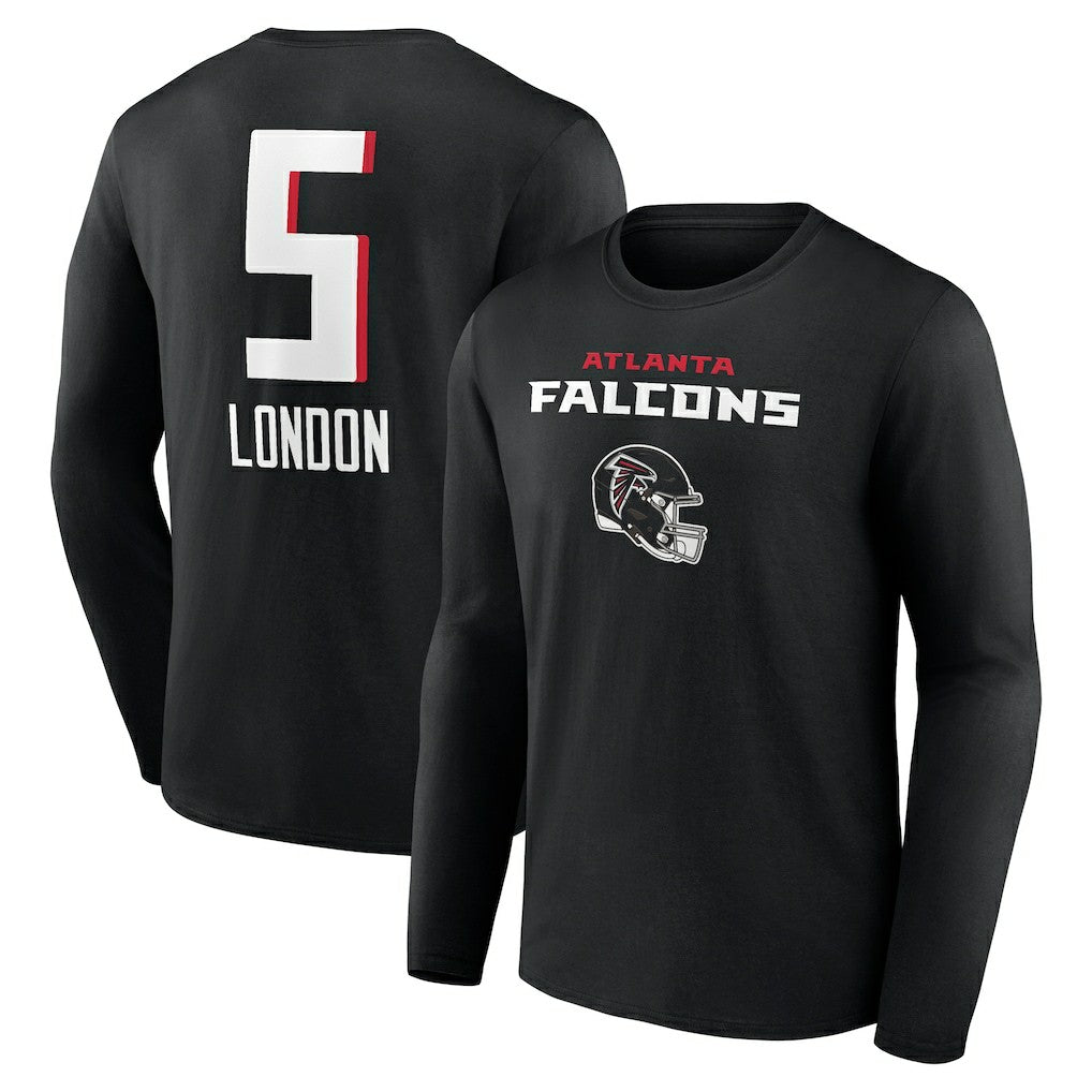 Drake London Atlanta Falcons Team Wordmark Player Name & Number Long Sleeve T-Shirt - Black outlet