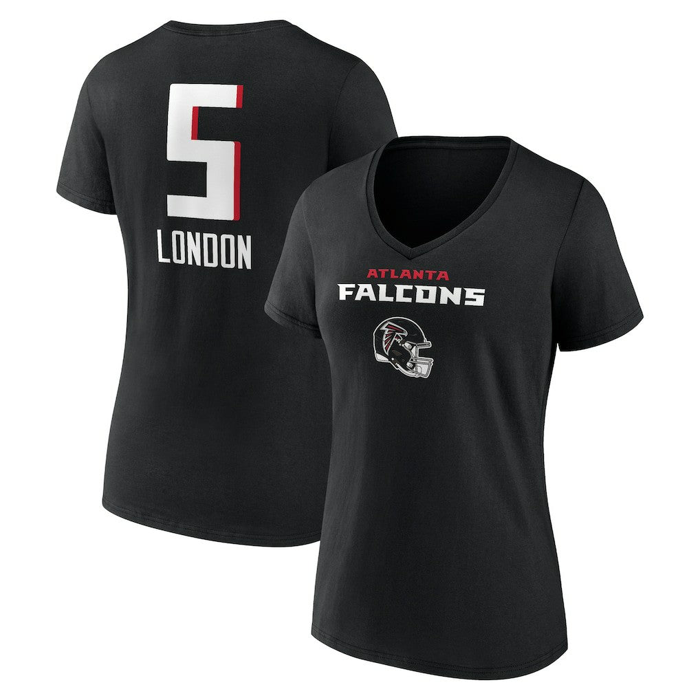 Drake London Atlanta Falcons Women's Team Wordmark Player Name & Number V-Neck T-Shirt - Black discount