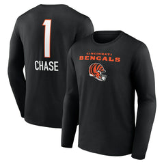Ja'Marr Chase Cincinnati Bengals Team Wordmark Player Name & Number Long Sleeve T-Shirt - Black cheap