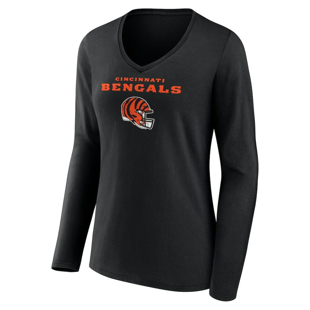 Ja'Marr Chase Cincinnati Bengals Women's Team Wordmark Player Name & Number Long Sleeve V-Neck T-Shirt - Black discount