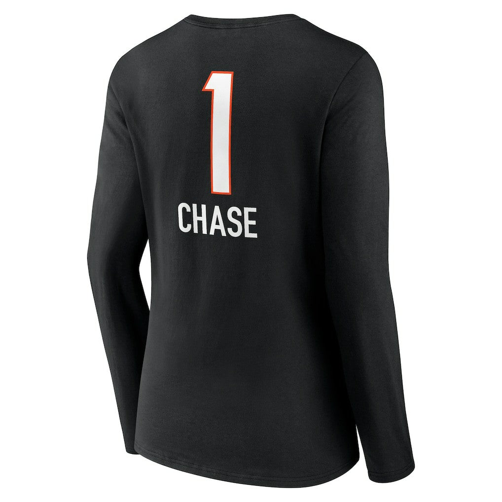 Ja'Marr Chase Cincinnati Bengals Women's Team Wordmark Player Name & Number Long Sleeve V-Neck T-Shirt - Black discount