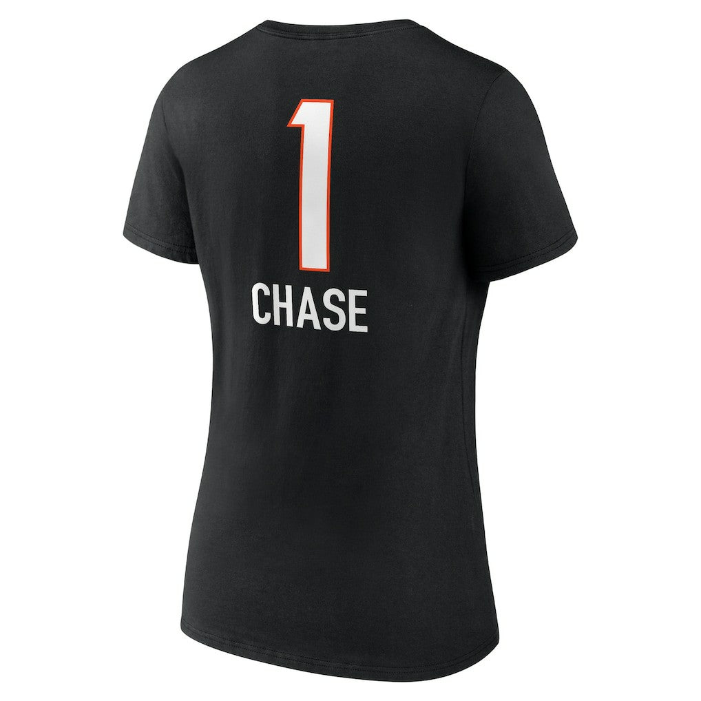 Ja'Marr Chase Cincinnati Bengals Women's Team Wordmark Player Name & Number V-Neck T-Shirt - Black for sale