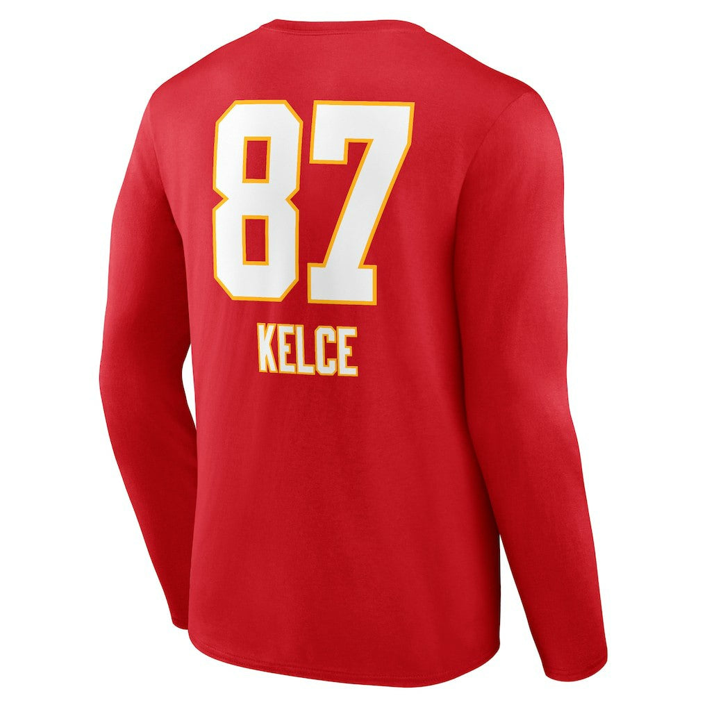 Travis Kelce Kansas City Chiefs Team Wordmark Player Name & Number Long Sleeve T-Shirt - Red outlet