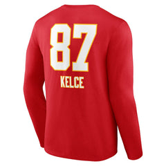 Travis Kelce Kansas City Chiefs Team Wordmark Player Name & Number Long Sleeve T-Shirt - Red outlet