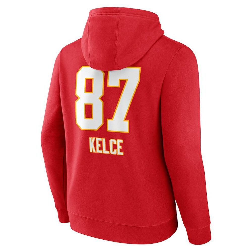 Travis Kelce Kansas City Chiefs Team Wordmark Player Name & Number Pullover Hoodie - Red discount