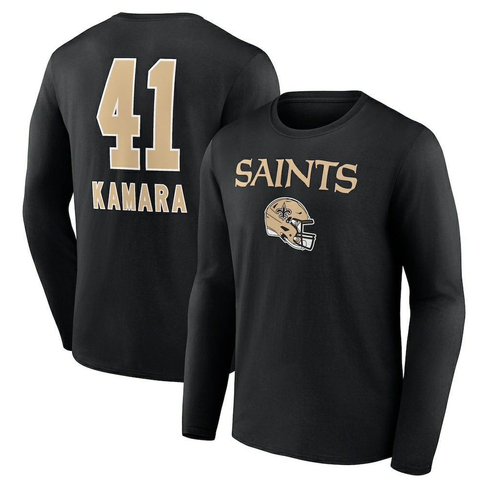 Alvin Kamara New Orleans Saints Team Wordmark Player Name & Number Long Sleeve T-Shirt - Black cheap