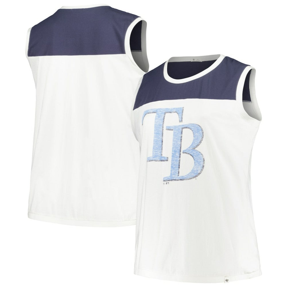 Tampa Bay Rays Women's Plus Size Waist Length Muscle Tank Top - White/Navy | 47 brand