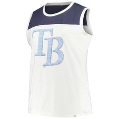 Tampa Bay Rays Women's Plus Size Waist Length Muscle Tank Top - White/Navy | 47 brand