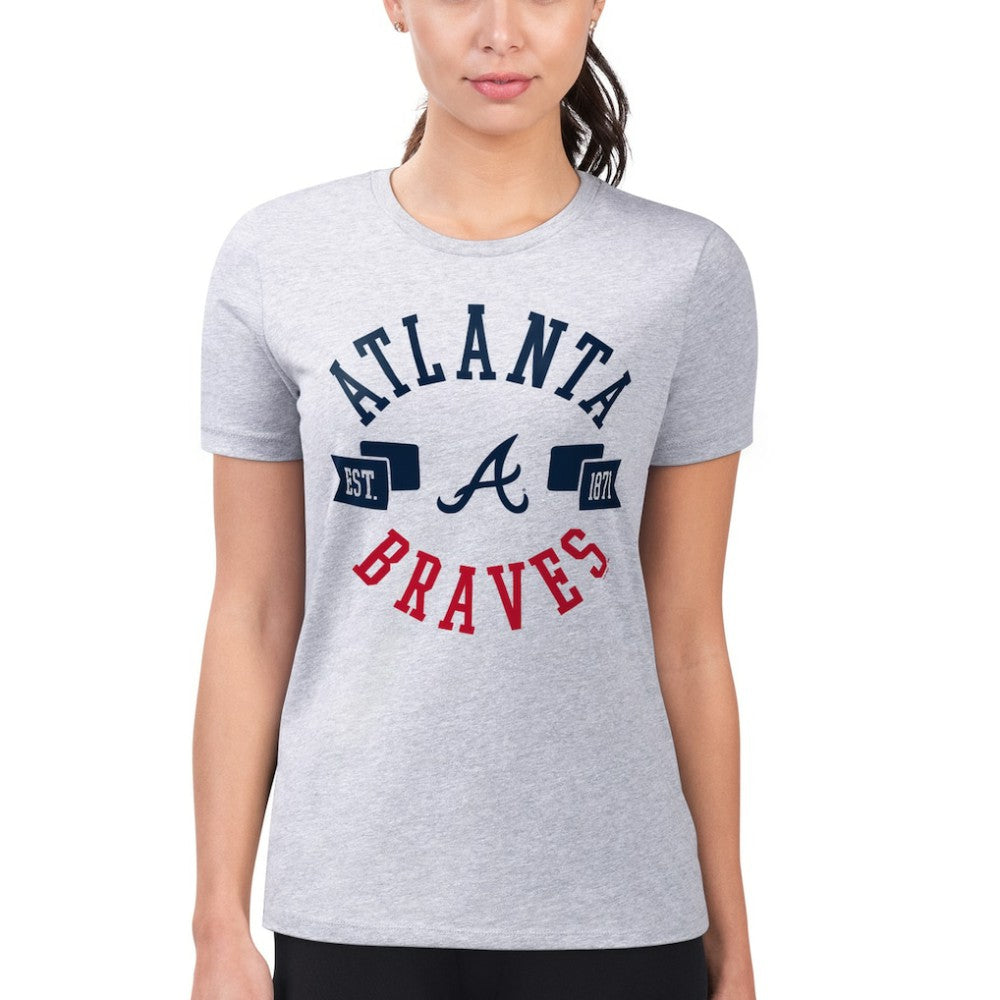 Atlanta Braves G-III 4Her by Carl Banks Women's Super-Slim Fit Lightweight City Graphic T-Shirt - Heather Gray
