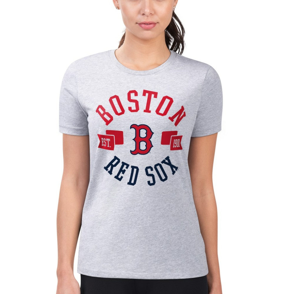 Boston Red Sox G-III 4Her by Carl Banks Women's Super-Slim Fit Lightweight City Graphic T-Shirt - Heather Gray