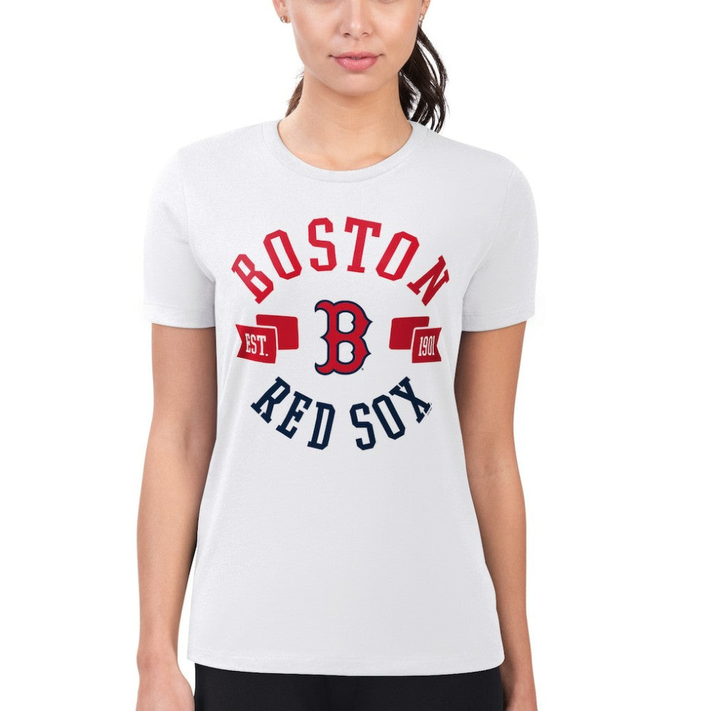 Boston Red Sox G-III 4Her by Carl Banks Women's Super-Slim Fit Lightweight City Graphic T-Shirt - White