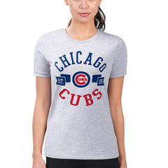 Chicago Cubs G-III 4Her by Carl Banks Women's Super-Slim Fit Lightweight City Graphic T-Shirt - Heather Gray