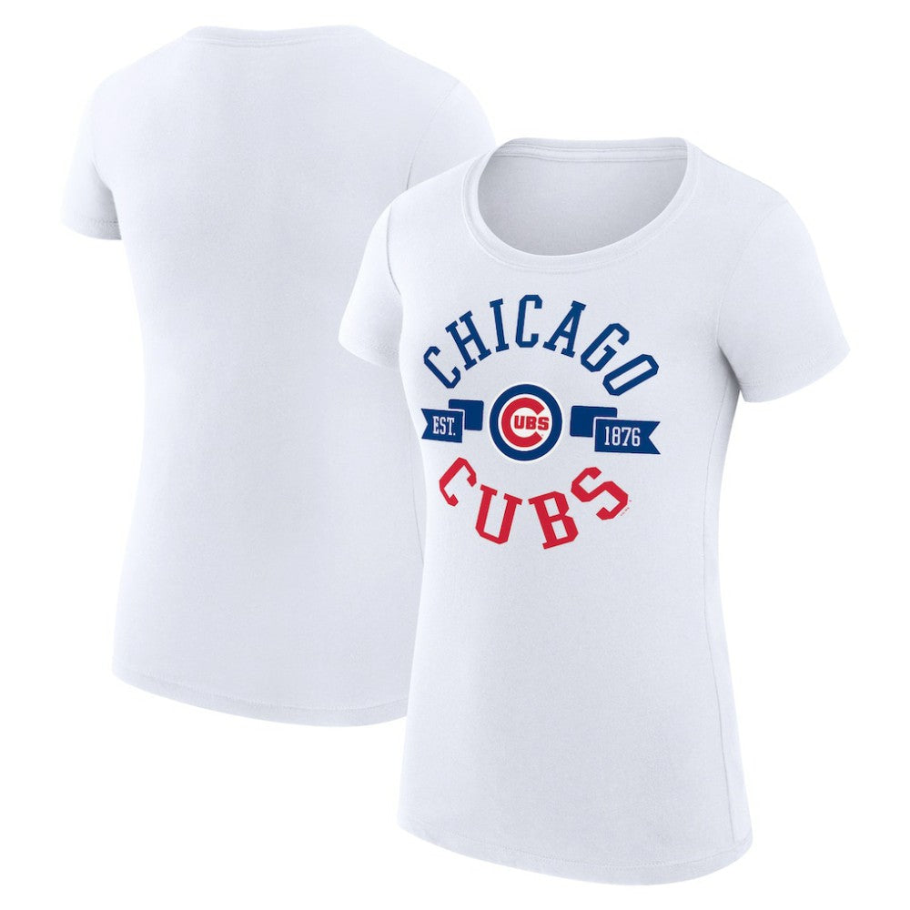 Chicago Cubs G-III 4Her by Carl Banks Women's Super-Slim Fit Lightweight City Graphic T-Shirt - White