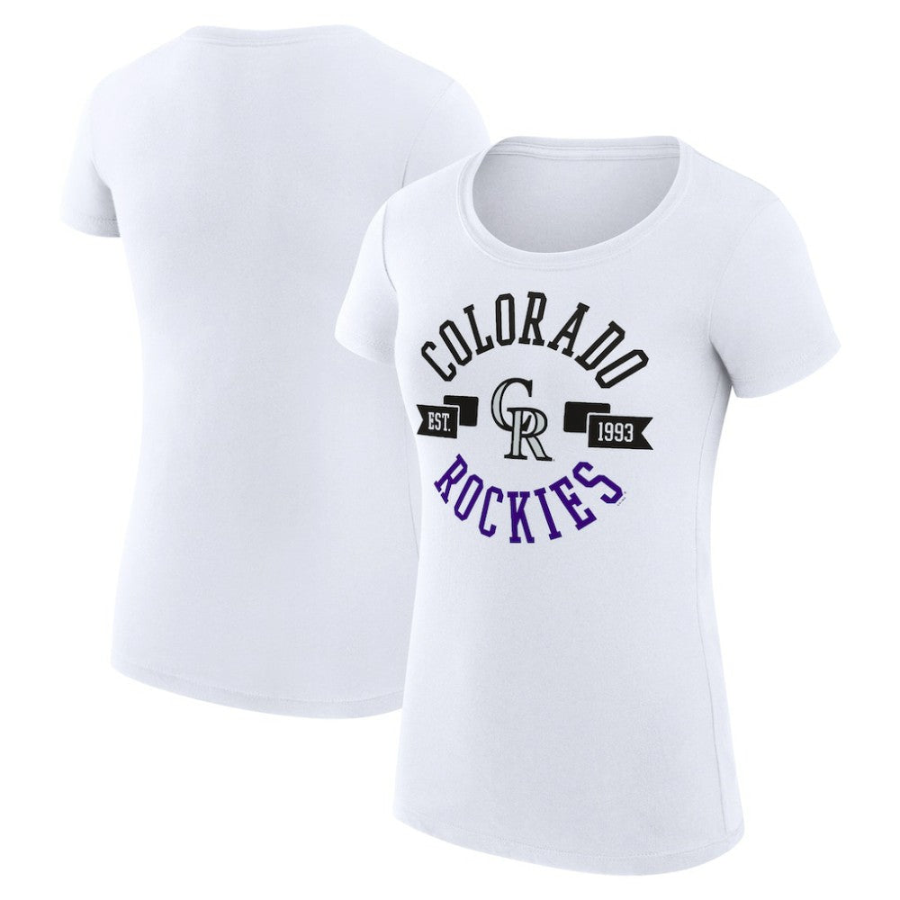 Colorado Rockies G-III 4Her by Carl Banks Women's Super-Slim Fit Lightweight City Graphic T-Shirt - White
