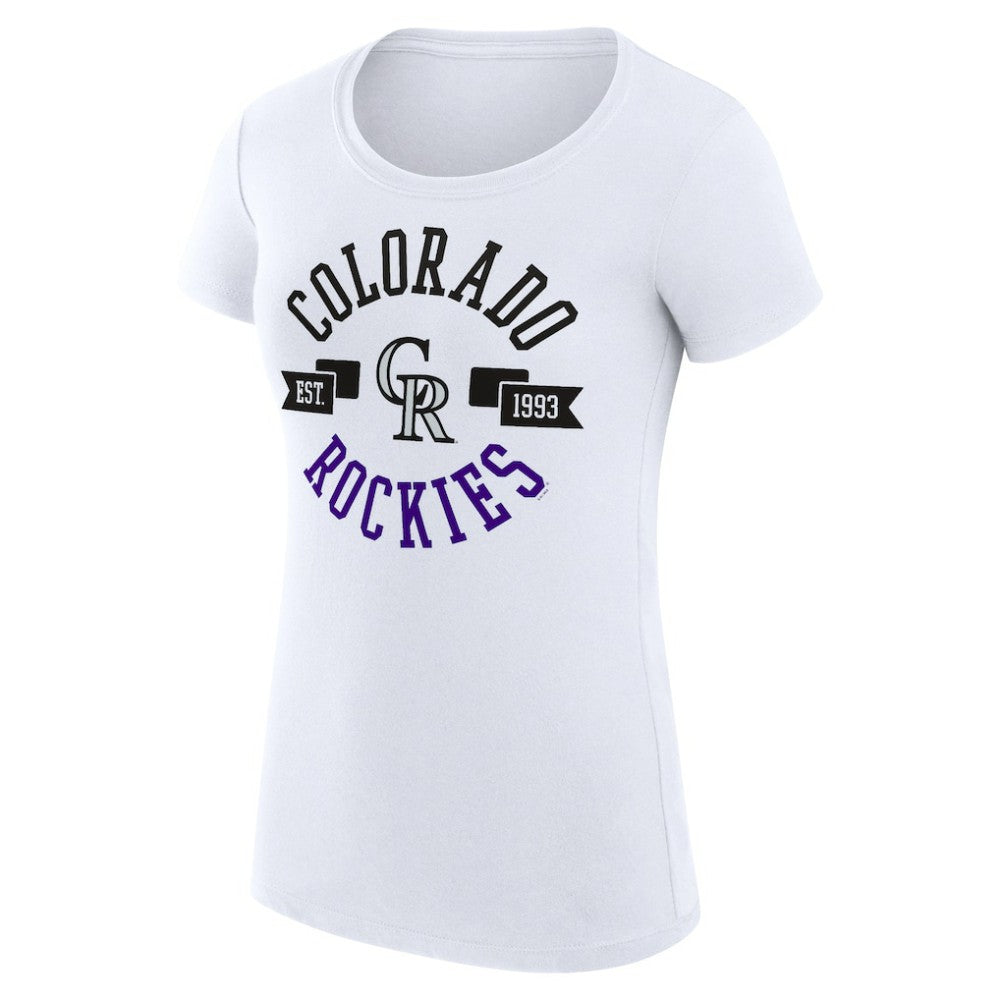 Colorado Rockies G-III 4Her by Carl Banks Women's Super-Slim Fit Lightweight City Graphic T-Shirt - White