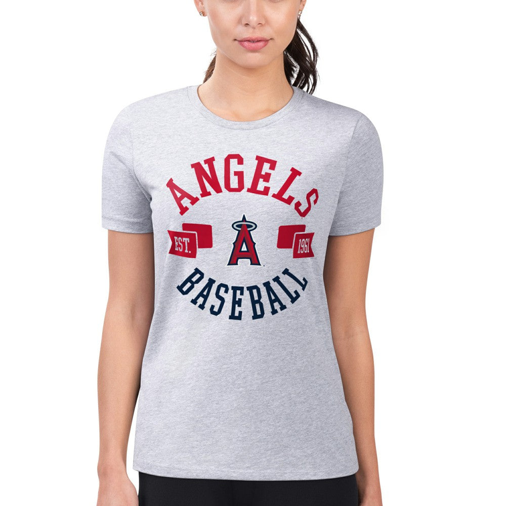 Los Angeles Angels G-III 4Her by Carl Banks Women's Super-Slim Fit Lightweight City Graphic T-Shirt - Heather Gray