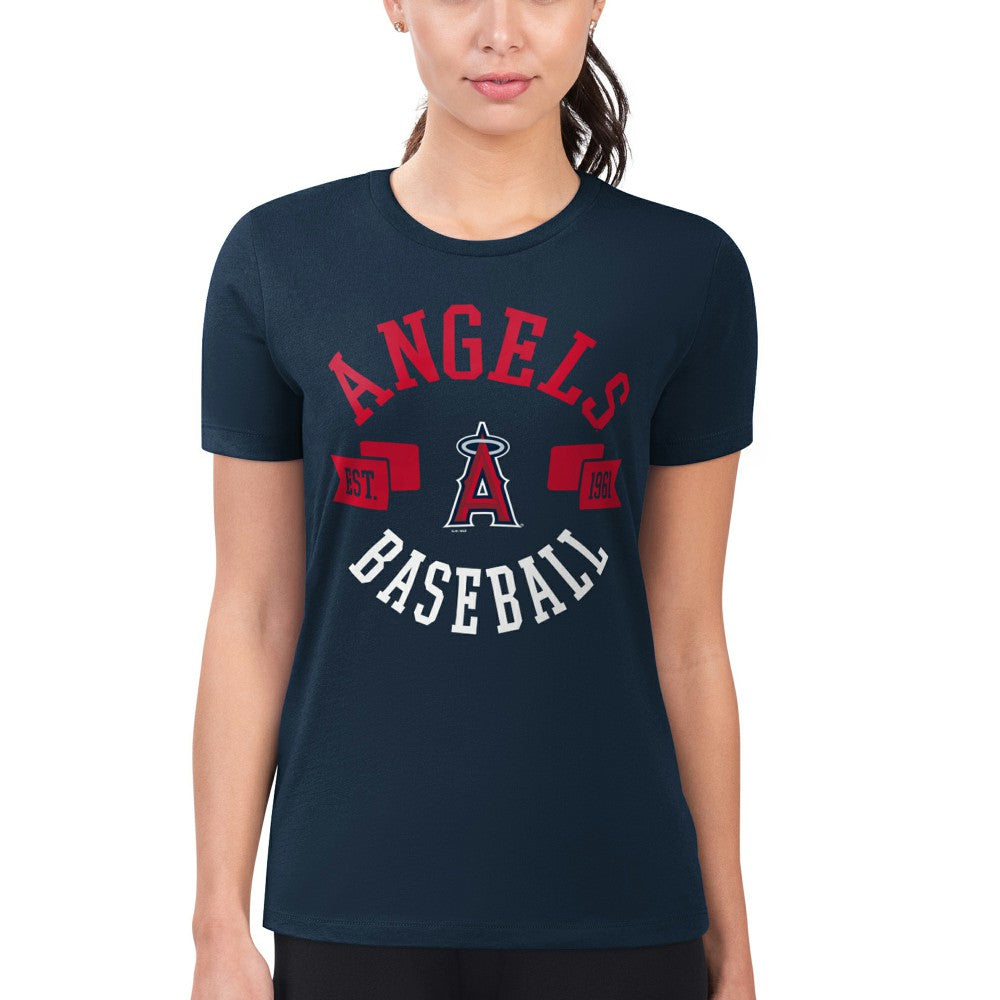 Los Angeles Angels G-III 4Her by Carl Banks Women's Super-Slim Fit Lightweight City Graphic T-Shirt - Navy