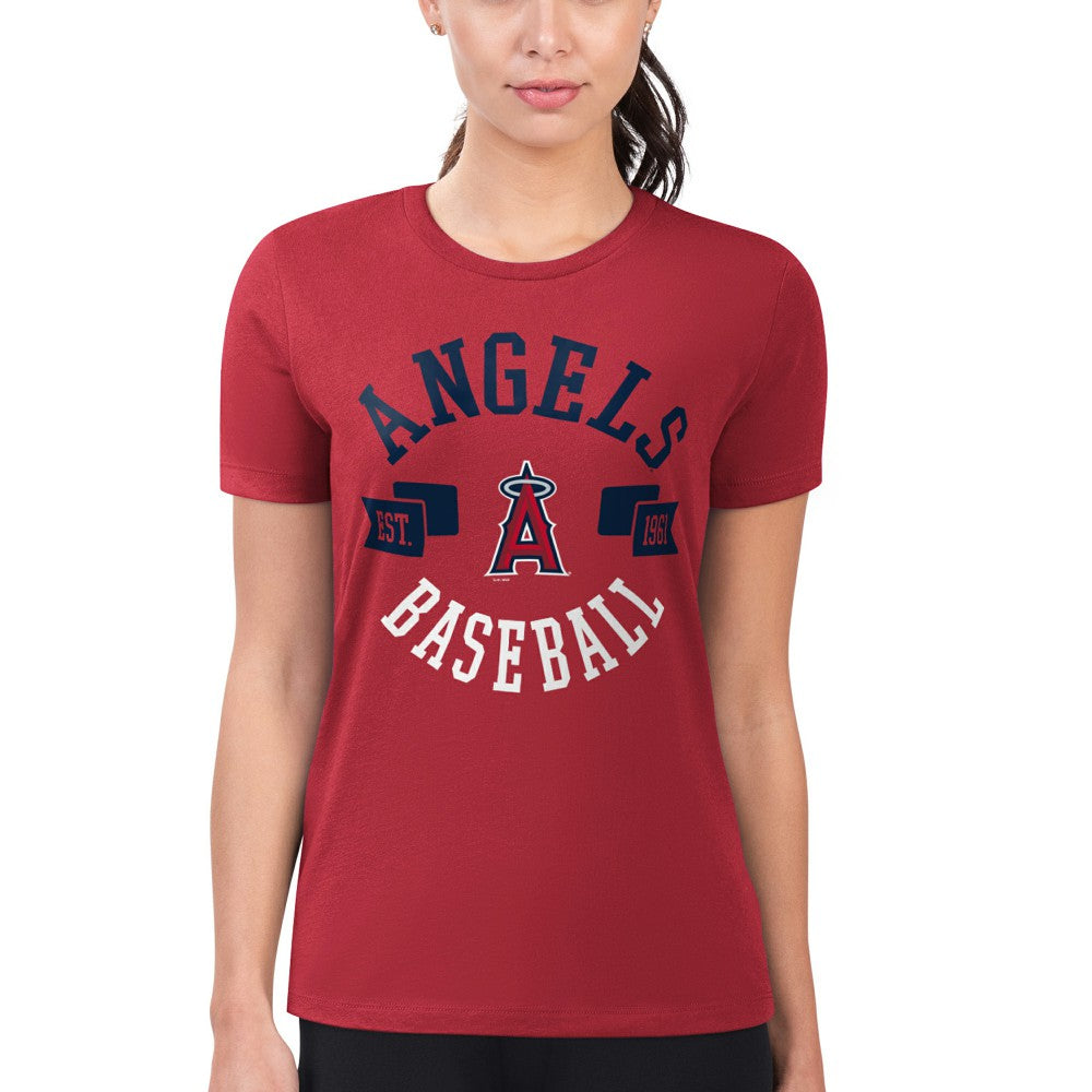 Los Angeles Angels G-III 4Her by Carl Banks Women's Super-Slim Fit Lightweight City Graphic T-Shirt - Red