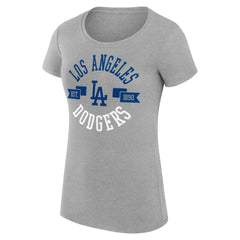 Los Angeles Dodgers G-III 4Her by Carl Banks Women's Super-Slim Fit Lightweight City Graphic T-Shirt - Heather Gray