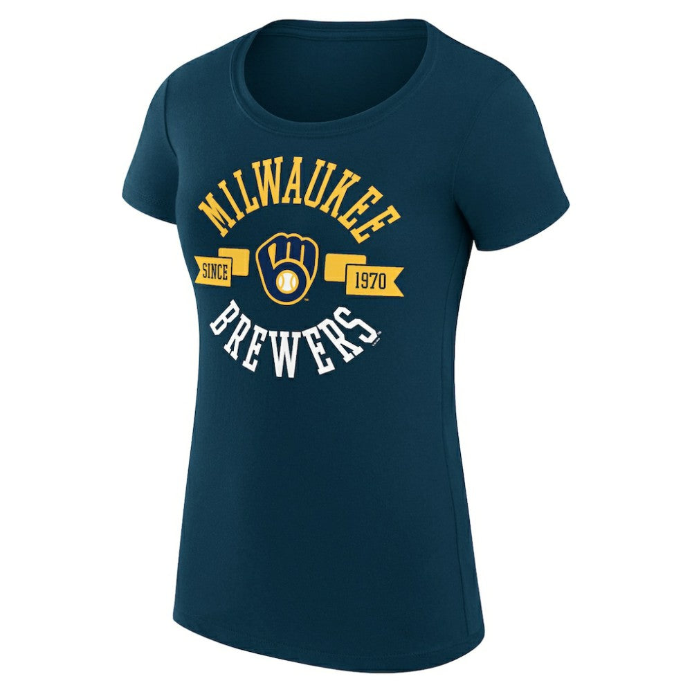 Milwaukee Brewers G-III 4Her by Carl Banks Women's Super-Slim Fit Lightweight City Graphic T-Shirt - Navy