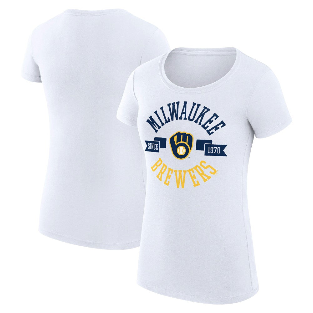 Milwaukee Brewers G-III 4Her by Carl Banks Women's Super-Slim Fit Lightweight City Graphic T-Shirt - White