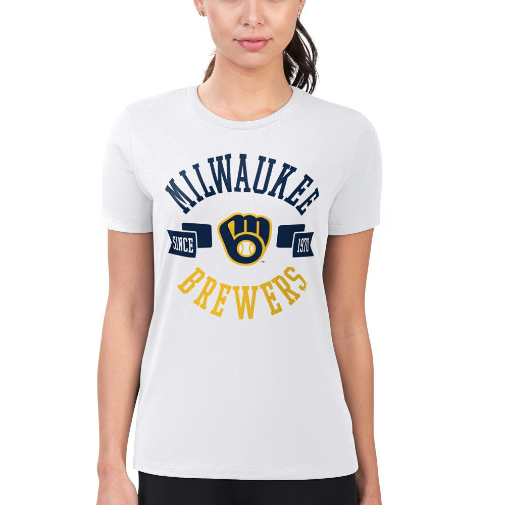 Milwaukee Brewers G-III 4Her by Carl Banks Women's Super-Slim Fit Lightweight City Graphic T-Shirt - White