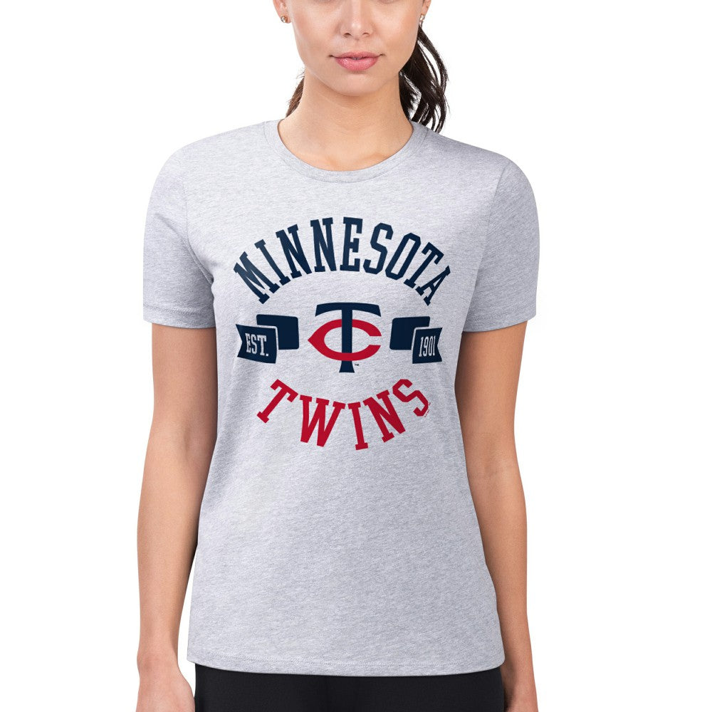 Minnesota Twins G-III 4Her by Carl Banks Women's Super-Slim Fit Lightweight City Graphic T-Shirt - Heather Gray