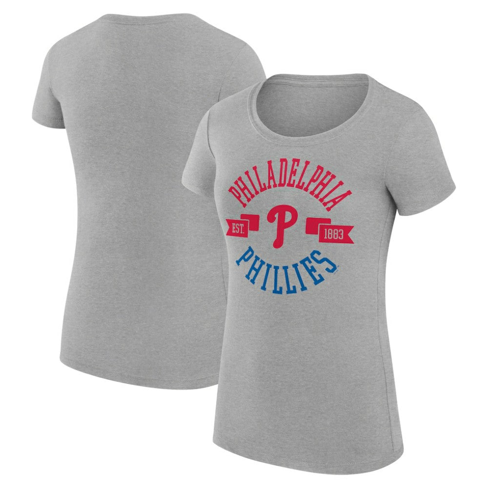 Philadelphia Phillies G-III 4Her by Carl Banks Women's Super-Slim Fit Lightweight City Graphic T-Shirt - Heather Gray