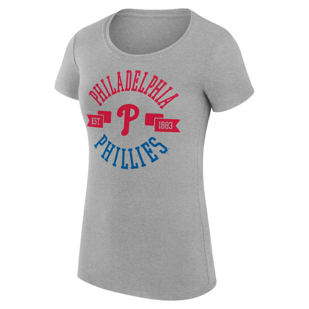 Philadelphia Phillies G-III 4Her by Carl Banks Women's Super-Slim Fit Lightweight City Graphic T-Shirt - Heather Gray