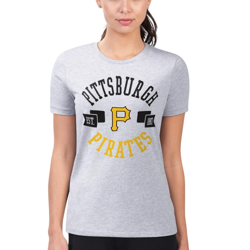 Pittsburgh Pirates G-III 4Her by Carl Banks Women's Super-Slim Fit Lightweight City Graphic T-Shirt - Heather Gray