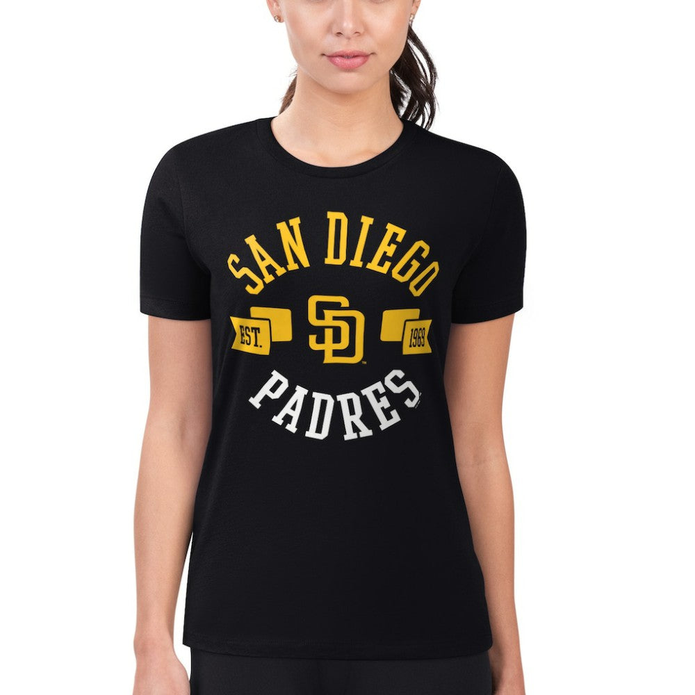 San Diego Padres G-III 4Her by Carl Banks Women's Super-Slim Fit Lightweight City Graphic T-Shirt - Black