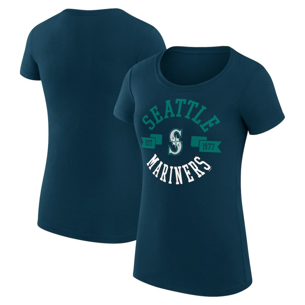 Seattle Mariners G-III 4Her by Carl Banks Women's Super-Slim Fit Lightweight City Graphic T-Shirt - Navy